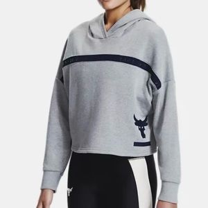 Under Armour Project Rock Taped Grey Hoodie Women's Sz XL
